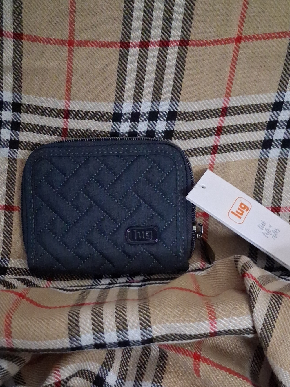 lug Quilted Navy Zip Card Wallet